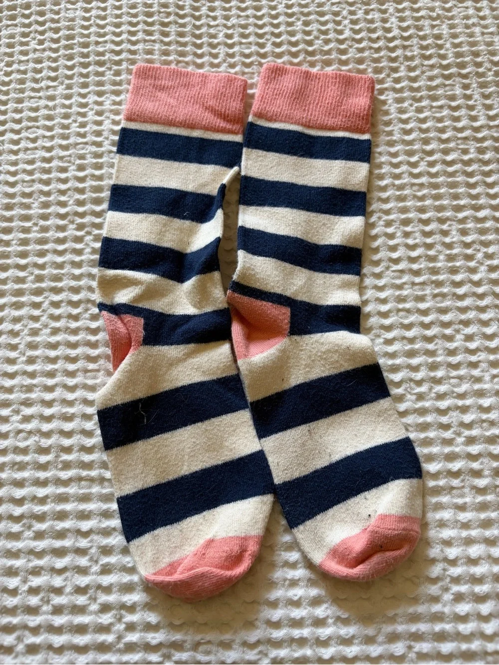 Happy Socks Navy & Pink Striped Crew Sock